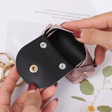 Cute mini card leather small bag change earphone bag storage bag old flower pendant key card key bag