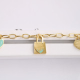 Tiffany Titanium French Elegance Home Classic Blue Drip Lock Heart Bracelet Women Sweet De-aging Style