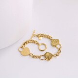 Tiffany Titanium Steel 18k Gold Korean Style T Home Printed Heart Chain Stitching OT Buckle Bracelet Women Commuting Everyday