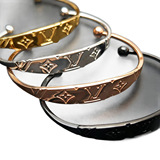 Louis Vuitton New Rose Gold Titanium Steel Couple Bracelet 18K Gold Plated Light Luxury Opening Bracelet V