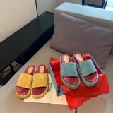 Cross-border foreign trade Gucci new net red sandal slipper embroidery slipper print increase thick sole casual word women cool slipper