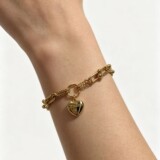 Tiffany Horseshoe Buckle Stitching Double Chain Print Small Heart Titanium Steel Bracelet French Vintage Commuter Style Hand Ornament