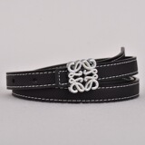Loewe Light Luxury Embossed Letter Slim Belt Women Lychee Leather Slim Belt Dress Tail Belt