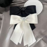 Prada Dongdaemun Elegance Korean Style Double Layer Bow Hair Clip Simple Fashion Women P Home Top Clip Ins Influencer Vintage Hair Clip