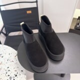 Hong Kong women's pencil boots 2026 autumn and winter new sheepskin fur thick sole increased anti-slip thickened snow boots UGG