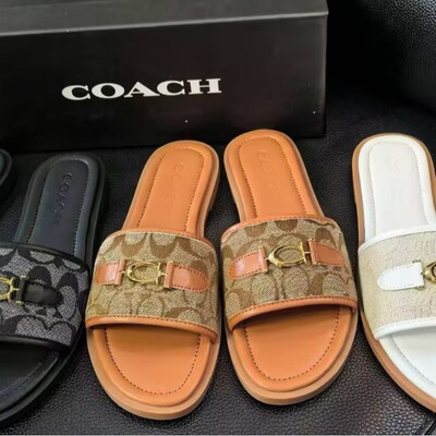 Cross-border foreign trade Coach women's classic one-word versatile flat slippers sandals fashion versatile high-end