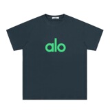 alo summer new trendy Alo short sleeve letter print T-shirt loose design niche fashion casual