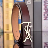 YSL 2025 Women's Fashion Big Brands Luxury Two-tier Cowhide Belt Ladies' Fashion Simple Genuine Leather Dress Cow