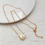 Copper-plated 18K Gold Natural Shell Inlaid Heart-Shaped Stud Earrings Necklace Niche Fashion Sweet Jewelry Set high quality jewelryTB