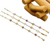 Van cleef Luxury Edition Light Luxury Mini Four Leaf Clover Room Diamond Shell Bracelet Renaissance Light Luxury Colorful