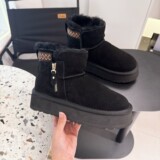 2026 new sheepskin wool one-piece platform snow boots women genuine leather padded warm cotton shoes upper shoes winter UGG