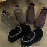 Manufacturers of men's and women's ethnic socks made of thick-soled snow boots women's plus size cotton boots cowhide knit wool fleece UGG