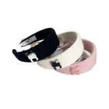celine new gentle vintage hair band wool knitted hair band women wide edge hair clip net red summer hair band thin