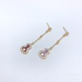 Classic high version Kirin family classic red agate tassel 2 diamond-set diamond hoist earrings Seiko premium earrings