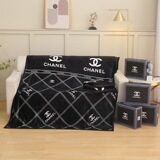 chanel Trendy Letter Flannel Blanket Nordic Chanel Style Office Big Brand Nap Blanket Travel Casual Blanket Gift Box