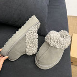 Thick Sole Boost Star Flip Flops Teddy Curly Flip Flops Women Outdoor Snow Boots 2026 Winter Fleece Warm Slip On Slip On UGG