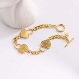 Tiffany Titanium Steel 18k Gold Korean Style T Home Printed Heart Chain Stitching OT Buckle Bracelet Women Commuting Everyday